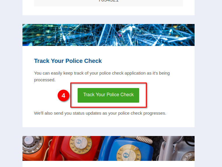 Screenshot of an email showing the track your check botton