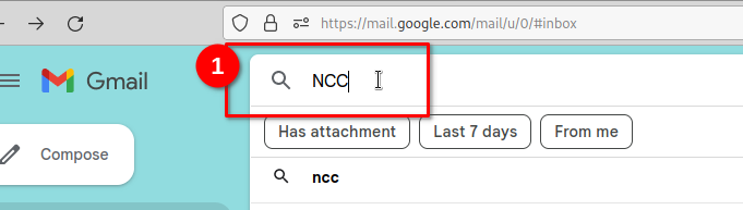 Screenshot showing the Gmail search box with