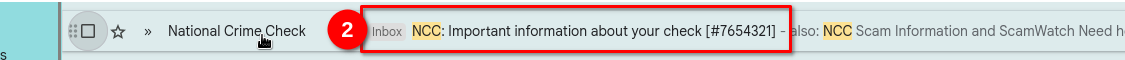 Screenshot showing the Gmail search results with an important email selected