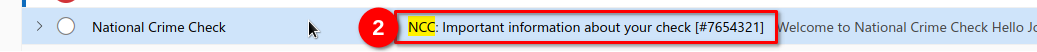 Screenshot of outlook showing an important email in the list